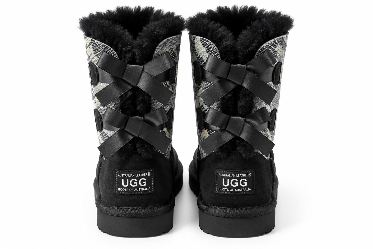 Australian Leather Ugg Short Metallic Camouflage - Grey Ribbon - AU6