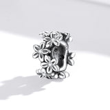 Solid 925 Sterling Silver Festive Floral Pandora Inspired Bead Charm