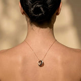 Krystal Couture Rose Gold Triple Interlocking Ring Black Pendant Necklace Embellished with Swarovski Crystals