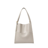 Nalandu Minimal Soft Leather Commuter Tote Bag - Ivory
