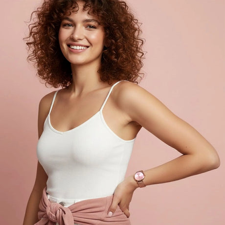 Boxed Rose Shell-pink Watch & Bracelet Set In Rose Gold