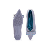 Vintage Bow Pointed Toe Flats - Grey