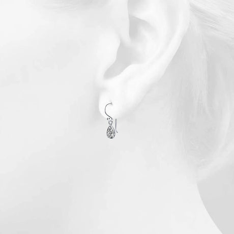 Solid 925 Sterling Silver Clear Drop French Earrings