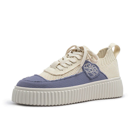 Chunky Platform Knit Sneakers - Lavender