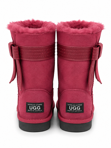 Australian Leather Ugg Mid Calf Bow Short Hot - Pink - AU6
