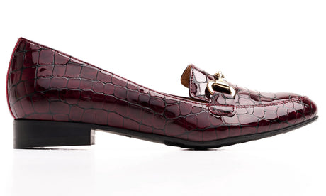 Bosccolo Womens Moccasin - Burgundy Croco