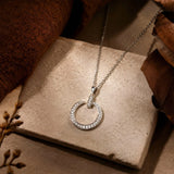 Krystal Couture Paradigm in Circle White Gold Pendant Necklace Embellished with Swarovski Crystals