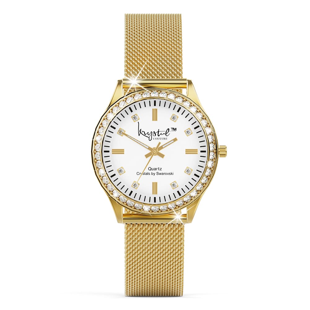 Krystal Couture Sensational Lux Gold on White Watch Embellished with SWAROVSKI® Crystals