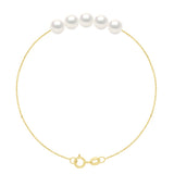 Bracelet- 5 Real Cultured Freshwater Pearls Round 6-7 mm - Natural Pearl White - Longueur 18 cm