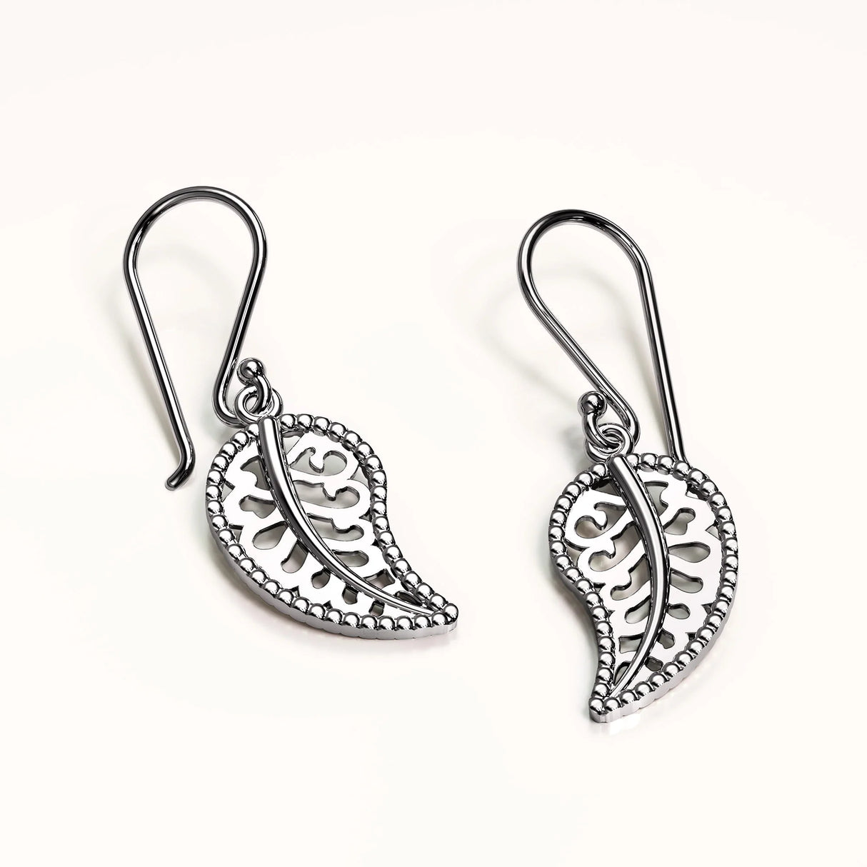 Solid 925 Sterling Silver Leaf Dangle Earrings