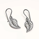 Solid 925 Sterling Silver Leaf Dangle Earrings