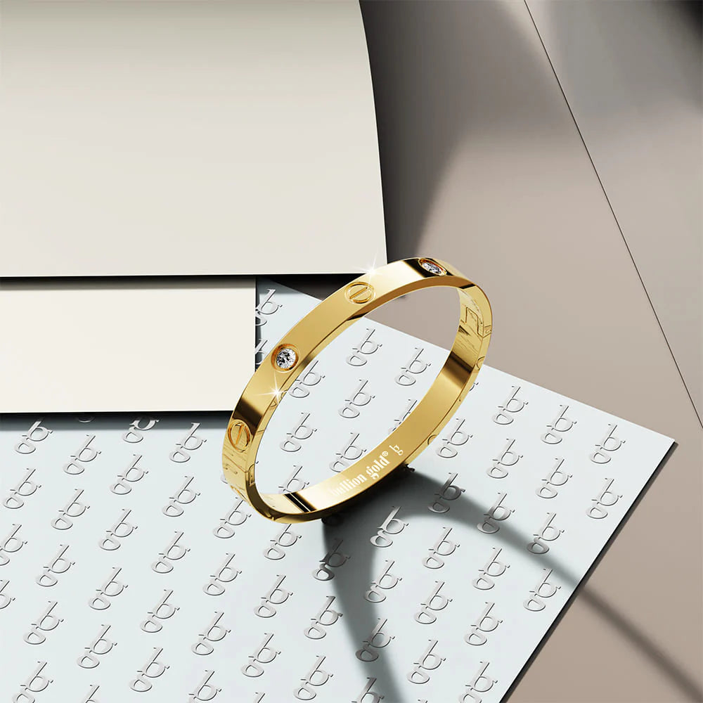 Bullion Gold Carrie Stainless Steel Bangle in Gold - 64mm