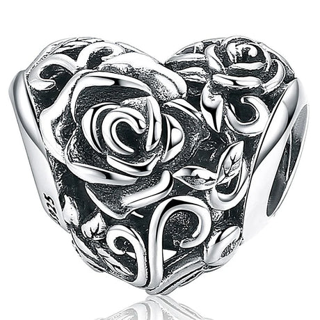 Solid 925 Sterling Silver Rosie Heart Charm