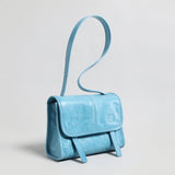 Vintage Glazed Calfskin Messenger Bag - Blue