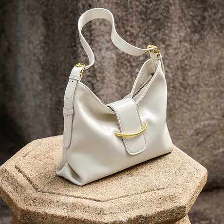 Nalandu Luxe Glossy Hobo Shoulder Bag - White