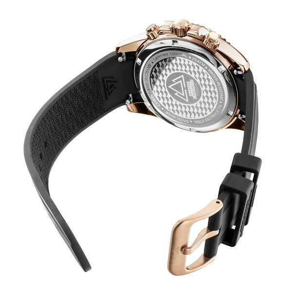 Christophe Duchamp Marine Chrono II - Black Dial & 316L Stainless Steel & FKM Rubber Strap