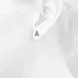 Solid 925 Sterling Silver Glamour Alphabet Letter Earrings Rose Gold