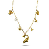 Bullion Gold Beaded Sea Gold Charm Gold Necklace