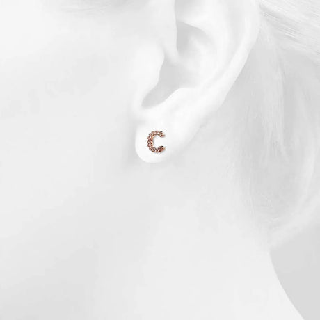 Solid 925 Sterling Silver Glamour Alphabet Letter Earrings Rose Gold