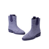 Knit Cowboy Boots - Purple