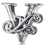 Solid 925 Sterling Silver Vintage Inspired Antique Alphabet Charm