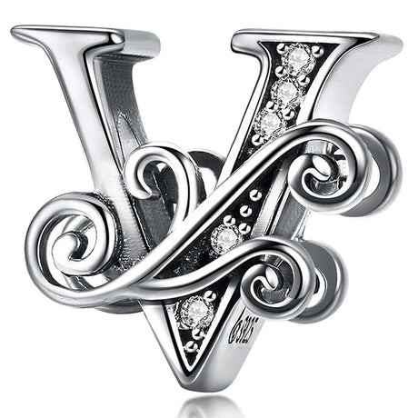 Solid 925 Sterling Silver Vintage Inspired Antique Alphabet Charm