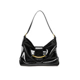 Nalandu Luxe Glossy Hobo Shoulder Bag - Black