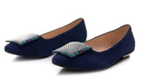 Bosccolo Womens Ballerina - Navy Blue Suede