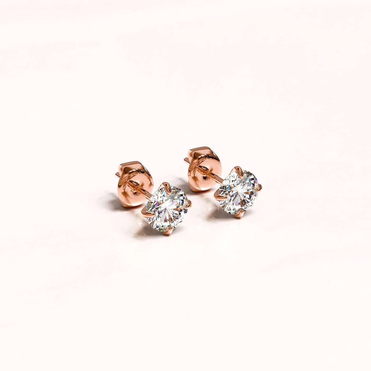 Solid 925 Signature Silver Mary Anne Crystal Stud Earrings In Rose Gold
