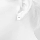Solid 925 Sterling Silver Pretty & Petite Zircon Drop Earrings in Silver