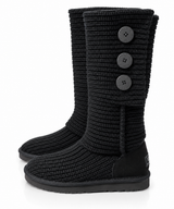 Australian Leather Ugg 3Button Tall Knit - Black - AU4