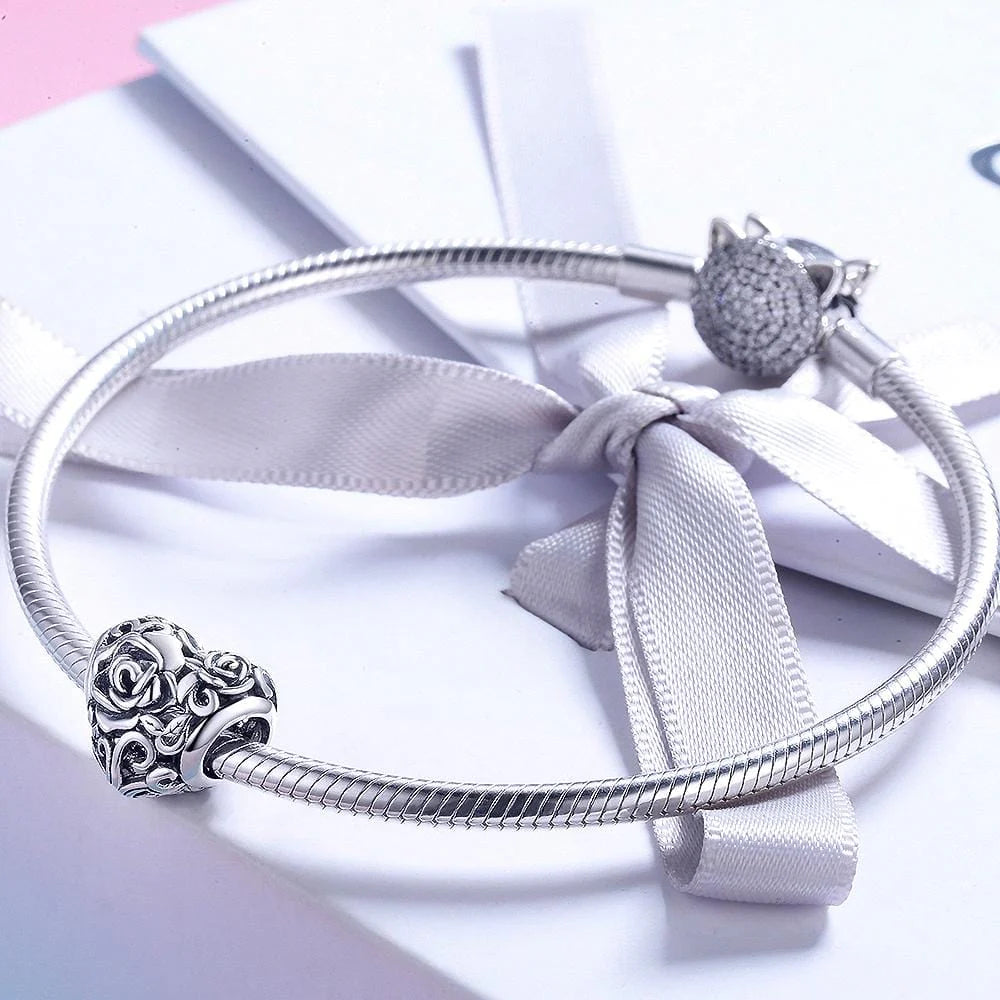 Solid 925 Sterling Silver Rosie Heart Charm