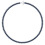 Necklace of Real Cultured Freshwater Pearls and Semi Round 6-7 mm - Black "Tahitian Style" - Length 55 cm