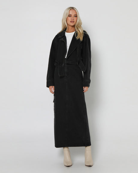 Lost In Lunar Women's Hutton Biker Jacket - Black Denim