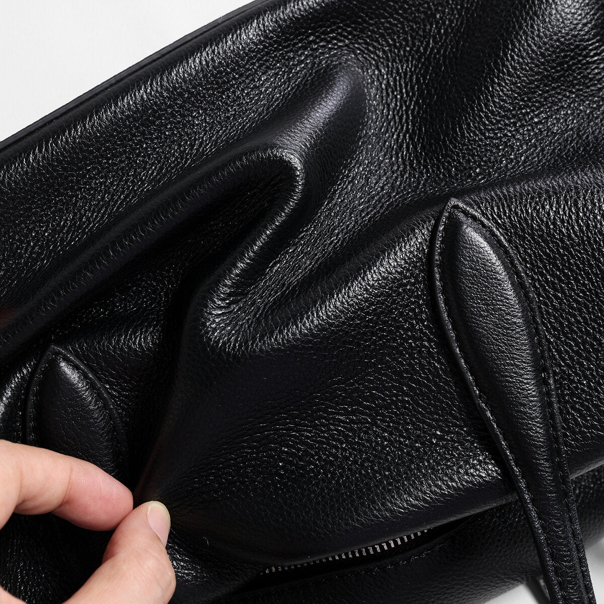 Soft Leather Boston Shoulder Bag - Black