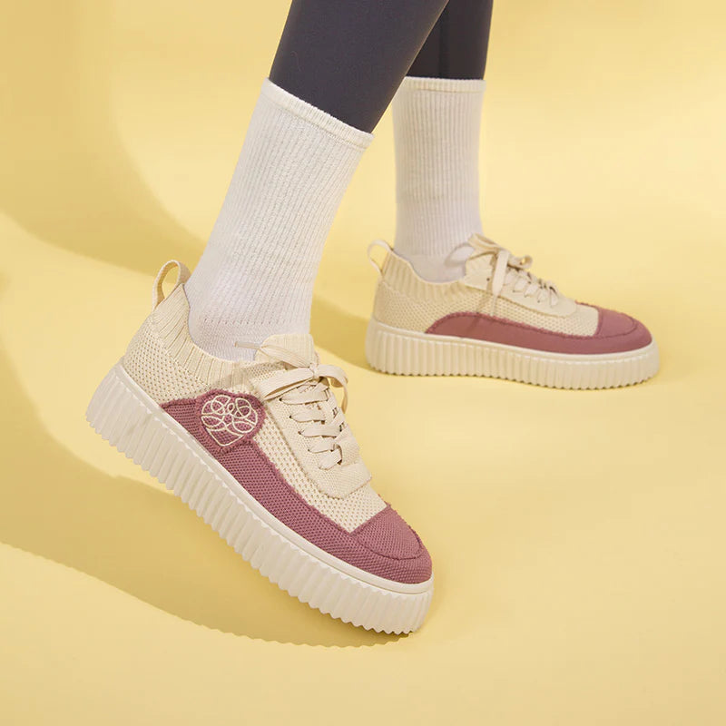 Chunky Platform Knit Sneakers - Pink