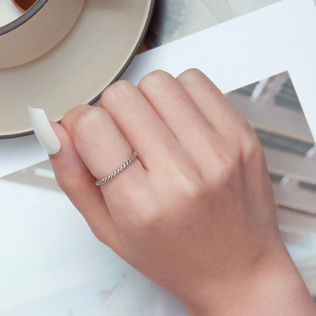 Solid 925 Sterling Silver Twisted Tight Rope Ring