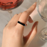 Bullion Gold Ceres Timeless Ring Black Enamel Ring in Silver