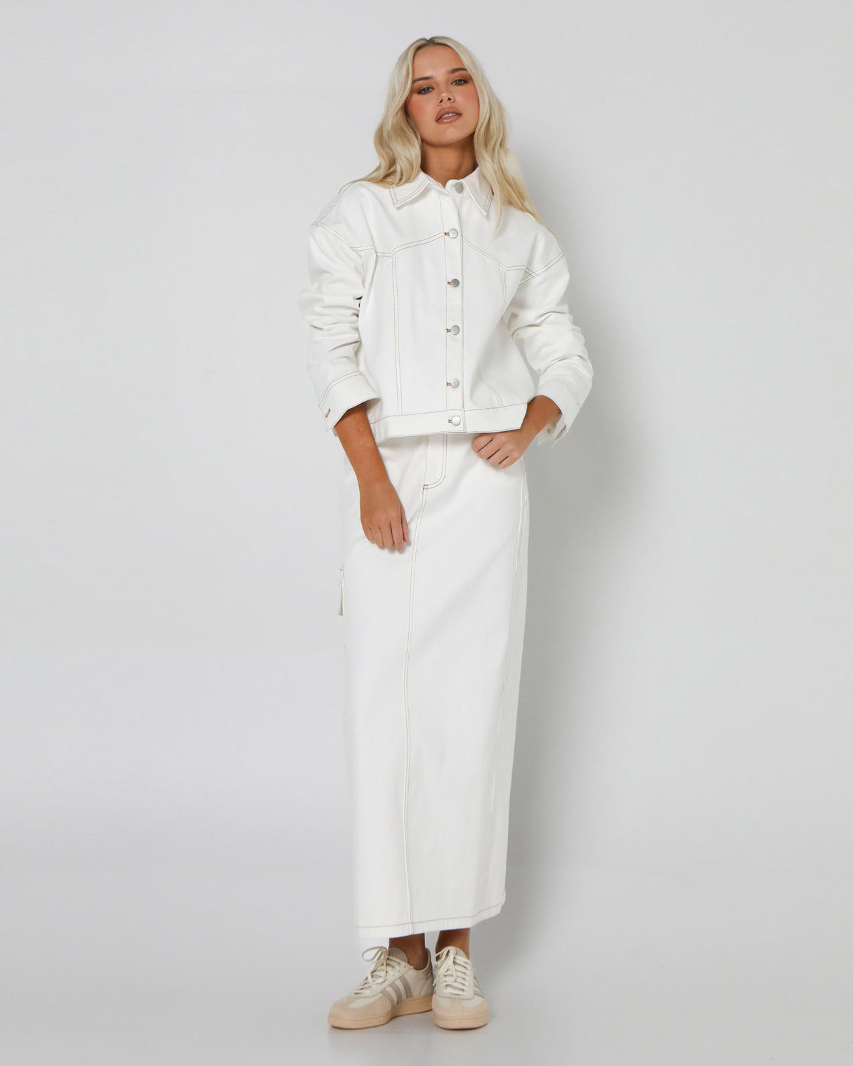 Lost In Lunar Women's Oslo Maxi Skirt - White Denim