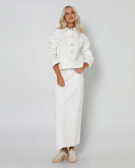 Lost In Lunar Women's Oslo Maxi Skirt - White Denim