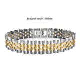 Bullion Gold Brick Dual Tone Gold Layered Stainless Steel Bracelet