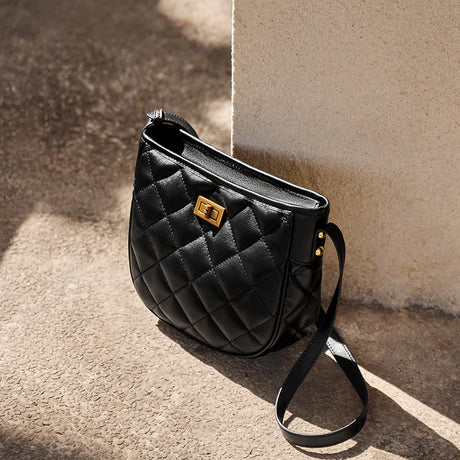 Nalandu Vault Quilted Leather Crossbody Shoulder Bag - Black