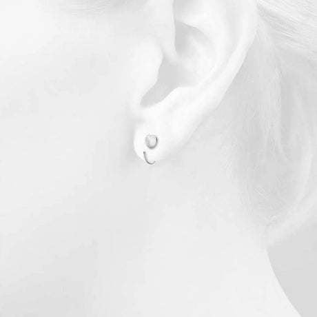 Solid 925 Sterling Silver White Heart Resin Hook Earrings