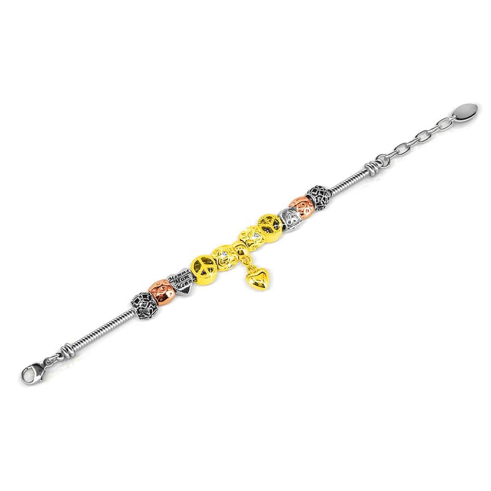Krystal Couture Tri Tone Heart-Shaped Beaded Bracelet Embellished with SWAROVSKI Crystals