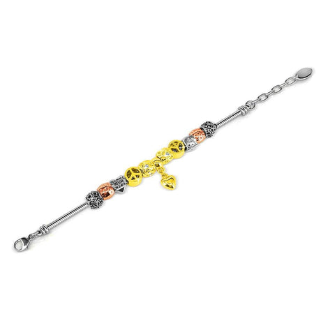 Krystal Couture Tri Tone Heart-Shaped Beaded Bracelet Embellished with SWAROVSKI Crystals