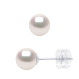 Earrings In White Gold 750 and Real Cultured Pearls AKOYA Japanese Certified Round 6-7 mm - Longueur 42 cm