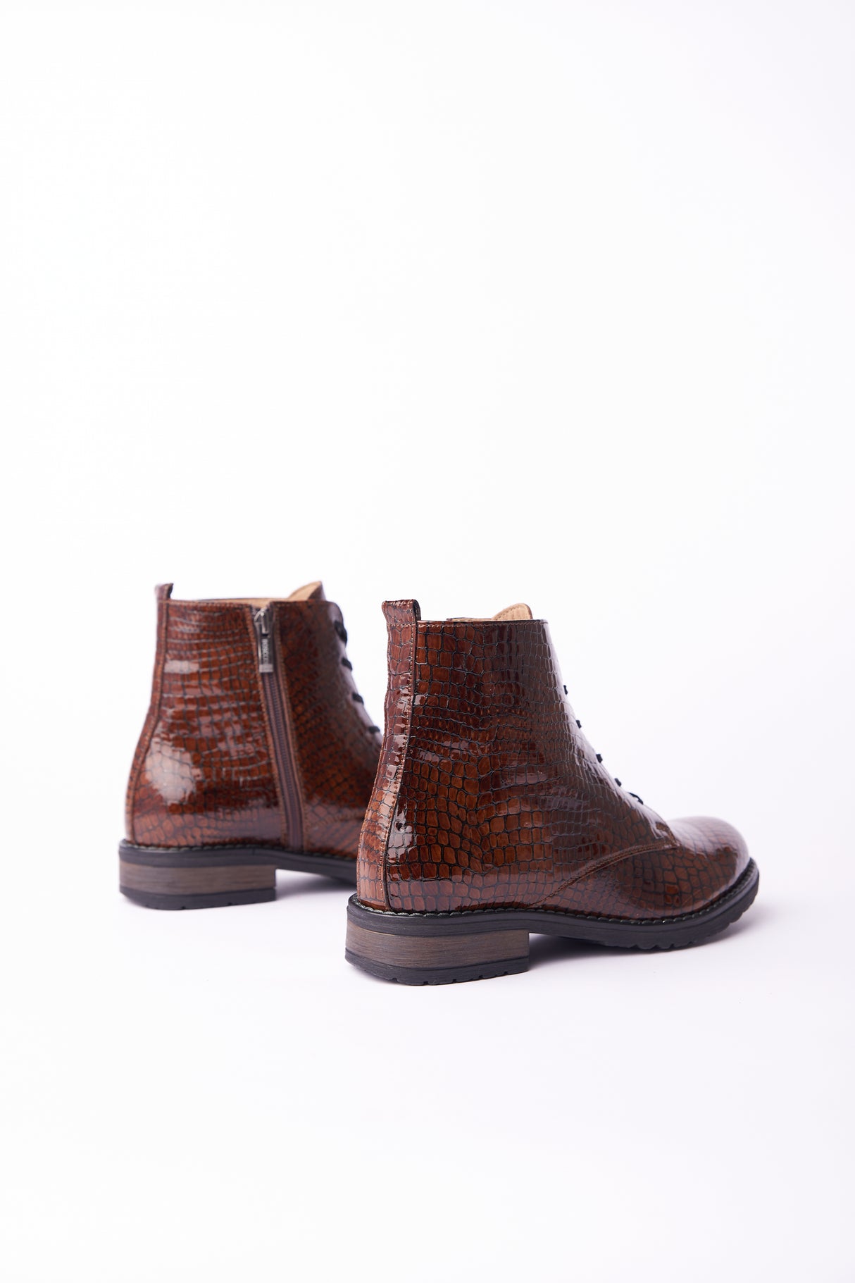 Bosccolo Womens Ankle Boots - Brown Croco