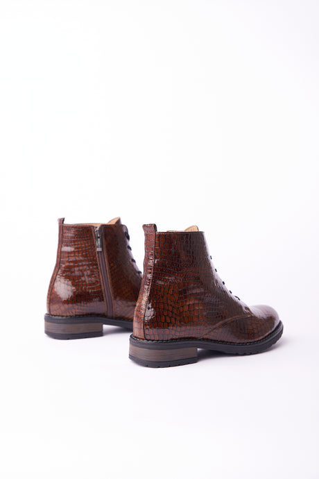 Bosccolo Womens Ankle Boots - Brown Croco