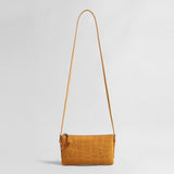 Croc-Embossed Suede Shoulder Bag – Slim Strap Crossbody Bag
