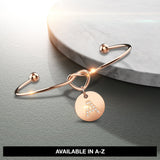Bullion Gold Fancy Alphabet Letter Initial Bangle in Rose Gold